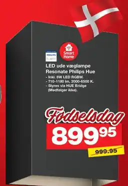 Bauhaus LED ude væglampe Resonate Philips Hue tilbud