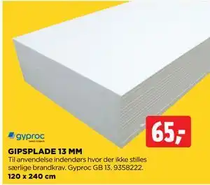 jem & fix GIPSPLADE 13 MM, DKK 65 tilbud