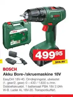 Bauhaus BOSCH Akku Bore-/skruemaskine 18V tilbud