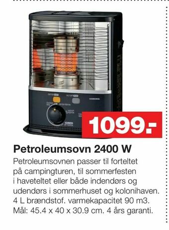 Bauhaus Petroleumsovn 2400 W tilbud