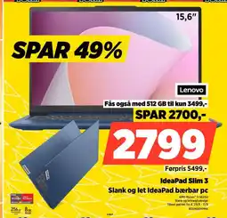 Power Lenovo IdeaPad Slim 3 Slank og let IdeaPad bærbar pc tilbud