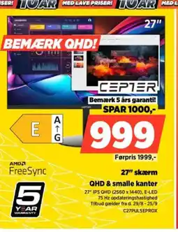 Power CEPTER 27" skærm QHD & smalle kanter tilbud