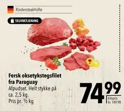 Citti Fersk oksetykstegsfilet fra Paraguay, DKK 74.99 tilbud