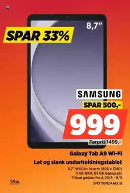 Power SAMSUNG Galaxy Tab A9 Wi-Fi Let og slank underholdningstablet tilbud
