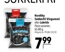 Citti Nordthy Sukkerfri Vingummi eller Lakrids, DKK 7.99 tilbud