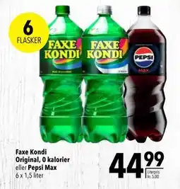 Citti Faxe Kondi Original, 0 kalorier eller Pepsi Max, DKK 44.99 tilbud