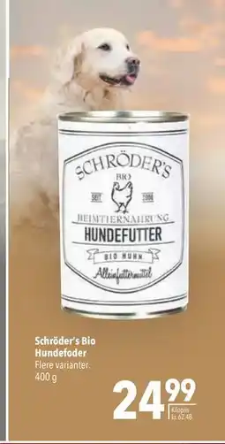 Citti Schröder’s Bio Hundefoder, DKK 24.99 tilbud