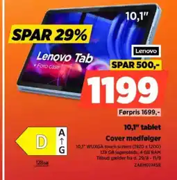 Power Lenovo 10,1" tablet Cover medfølger tilbud