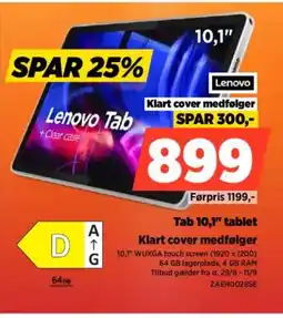 Power Lenovo Tab 10,1" tablet Klart cover medfølger tilbud