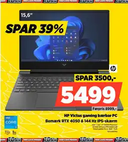 Power HP Victus gaming bærbar PC Bemærk RTX 4050 & 144 Hz IPS-skærm tilbud