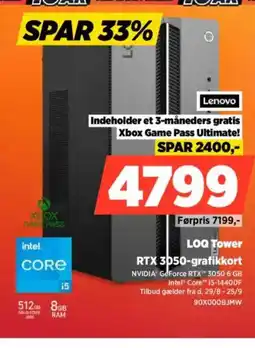 Power LOQ Tower RTX 3050-grafikkort tilbud