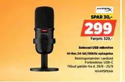 Power HYPER Solocast USB mikrofon Hi-Res 24-bit/96kHz optagelse tilbud