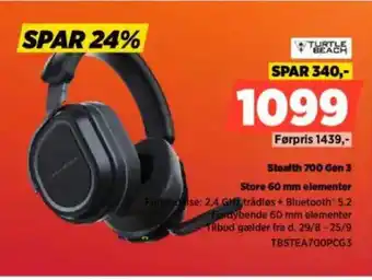 Power TURTLE BEACH Stealth 700 Gen 3 Store 60 mm elementer tilbud