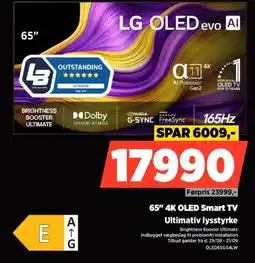 Power LG OLED 65" 4K OLED Smart TV Ultimativ lysstyrke tilbud