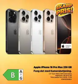 Power Apple iPhone 16 Pro Max 256 GB Fang det med Kamerabetjening. tilbud