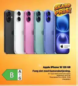 Power Apple iPhone 16 128 GB Fang det med Kamerabetjening. tilbud