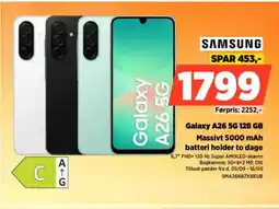 Power SamsungGalaxy Galaxy A26 5G 128 GB Massivt 5000 mAh batteri holder to dage tilbud