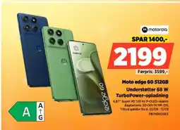 Power Motorola moto edge 60 512gb understøtter 68 w turbopower-opladning tilbud