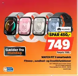 Power HUAWEI WATCH FIT 3 smartwatch Fitness-, sundhed- og livsstilsfunktioner tilbud