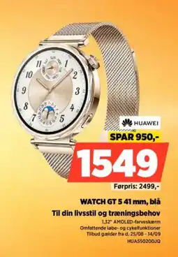 Power HUAWEI WATCH GT 5 41 mm, blå Til din livsstil og træningsbehov tilbud