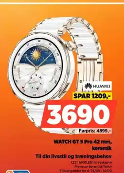 Power WATCH GT 5 Pro 42 mm, keramik Til din livsstil og træningsbehov tilbud