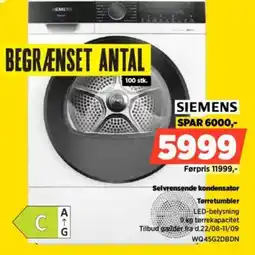 Power Siemens selvrensende kondensator tørretumbler tilbud