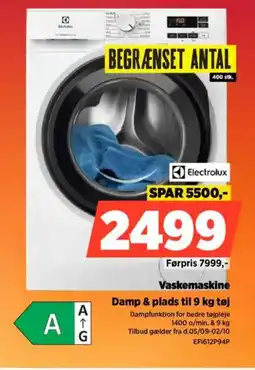 Power Vaskemaskine Damp & plads til 9 kg tøj tilbud