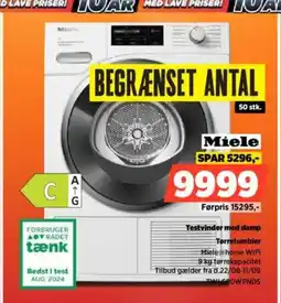Power Miele Testvinder med damp Tørretumbler tilbud