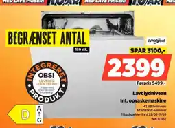 Power Whirlpool Lavt lydniveau Int. opvaskemaskine tilbud