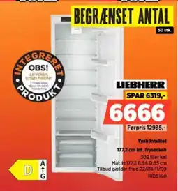 Power LIEBHERR Tysk kvalitet int. fryseskab tilbud