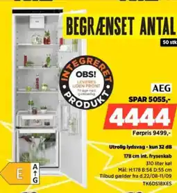 Power AEG Utrolig lydsvag - kun 32 dB int. fryseskab tilbud