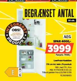 Power AEG LowFrost-funktion 178 cm int. køle-/fryseskab tilbud