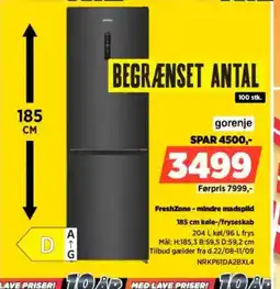 Power Gorenje freshzone-mindre madspild køle-/fryseskab tilbud