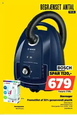 Power BOSCH Støvsuger Fremstillet af 30% genanvendt plastik tilbud