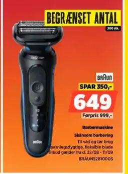 Power BRAUN Barbermaskine skånsom barbering tilbud