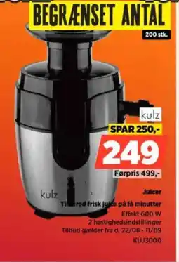 Power Kulz Juicer tiered frisk juice på få minutter tilbud