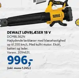 Davidsen DEWALT LØVBLÆSER 18 V DCMBL562N tilbud
