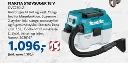 Davidsen MAKITA STØVSUGER 18 V DVC750LZ tilbud