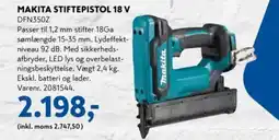 Davidsen MAKITA STIFTEPISTOL 18 V DFN350Z tilbud