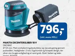 Davidsen MAKITA EXCENTERSLIBER 18 V DBO180Z tilbud