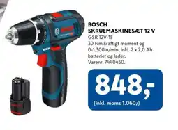 Davidsen BOSCH SKRUEMASKINESÆT 12 V GSR 12V-15 tilbud