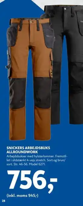 Davidsen SNICKERS ARBEJDSBUKS ALLROUNDWORK tilbud