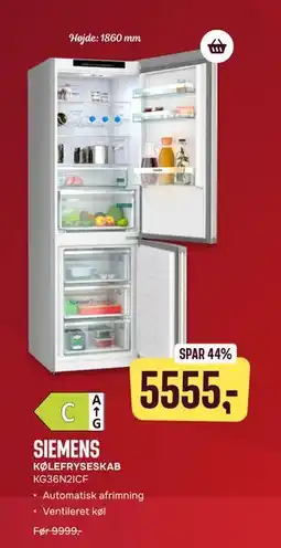 Skousen SIEMENS KØLEFRYSESKAB KG36N2ICF, DKK 5555 tilbud