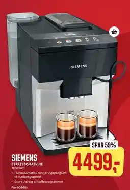 Skousen SIEMENS ESPRESSOMASKINE TP511R01, DKK 4499 tilbud