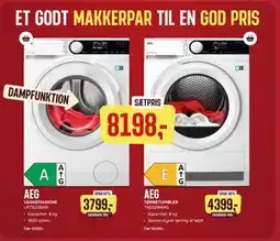 Skousen AEG VASKEMASKINE LR732G86W + AEG TØRRETUMBLER TR832W84G, DKK 8198 tilbud