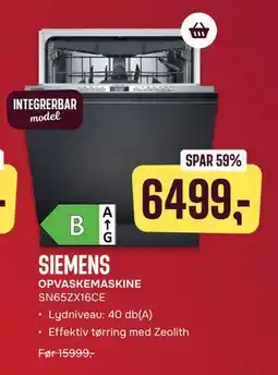 Skousen OPVASKEMASKINE SN65ZX16CE, DKK 6499 tilbud