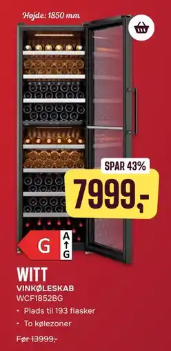 Skousen WITT VINKØLESKAB WCF1852BG, DKK 7999 tilbud