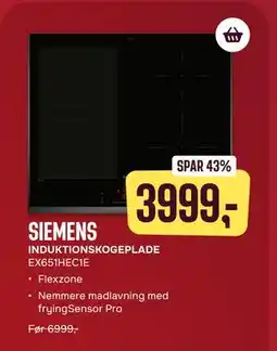 Skousen SIEMENS INDUKTIONSKOGEPLADE EX651HEC1E, DKK 3999 tilbud