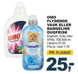 Let-Køb OMO FLYDENDE VASK ELLER BAMSELINE DUGFRISK, DKK 25 tilbud