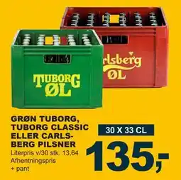Let-Køb GRØN TUBORG, TUBORG CLASSIC ELLER CARLSBERG PILSNER, DKK 135 tilbud